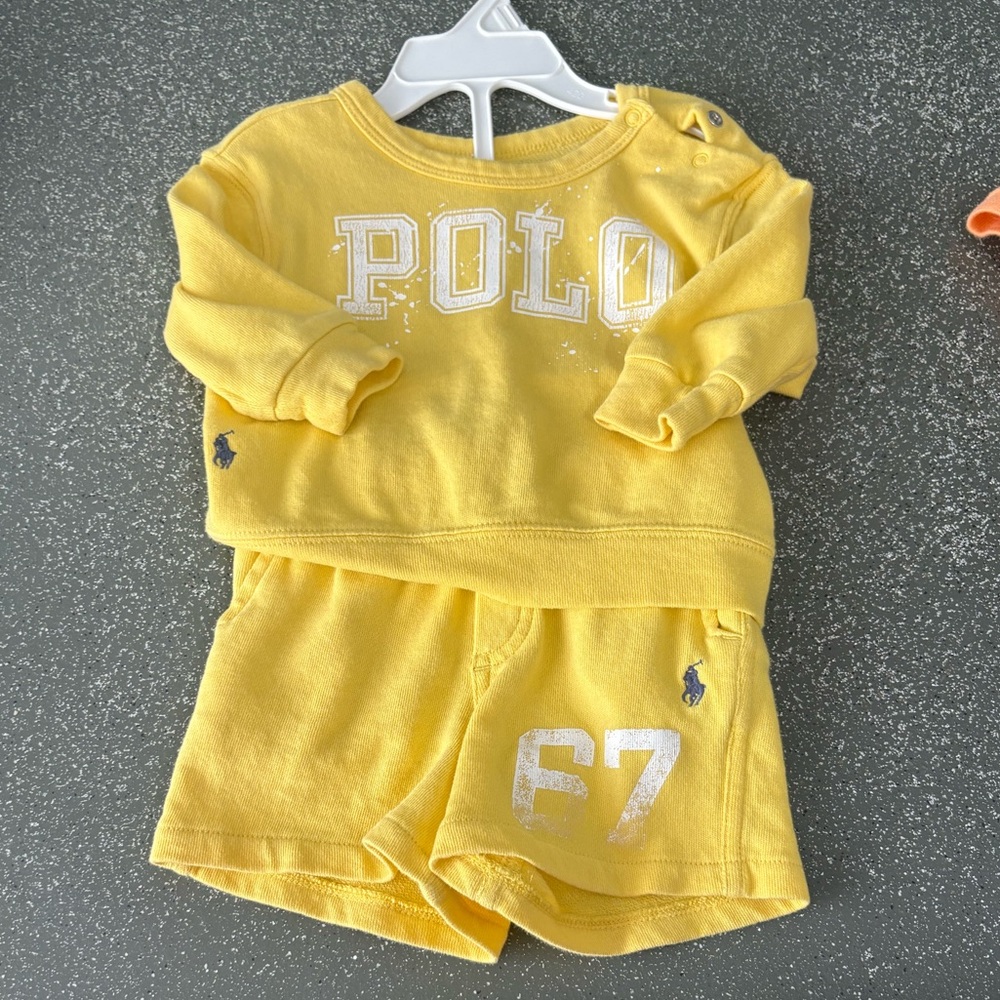 Ralph Lauren Polo Yellow Baby Sweatshirt & Shorts Set
